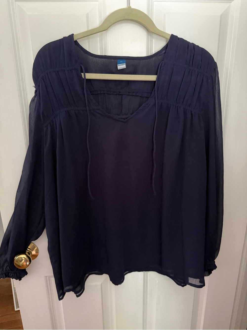Women's Navy Peasant Blouse